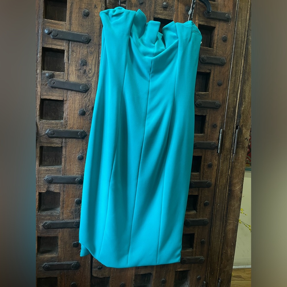 NWT Black Halo/EVE by Laurel Berman Strapless Teal Dress